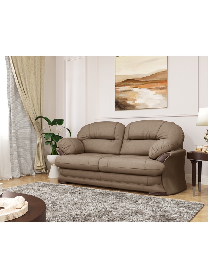 Диван прямой «Квин 6», пружинная «змейка», без механизма, цвет коричневый dacota 05