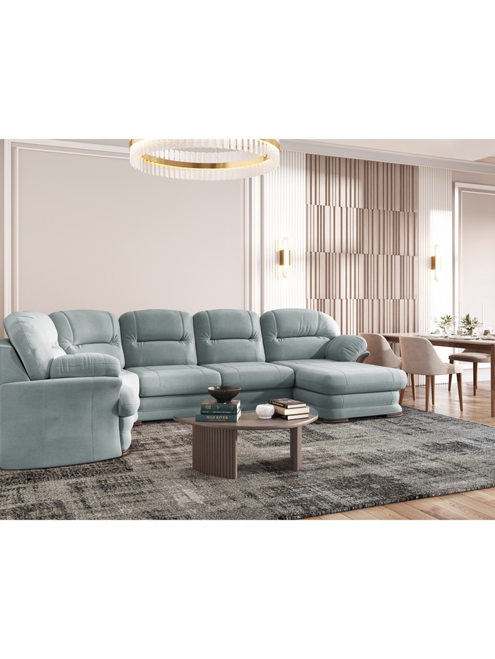 Диван угловой большой «Квин 6», правый, без механизма, цвет серо – голубой newtone aqwablue