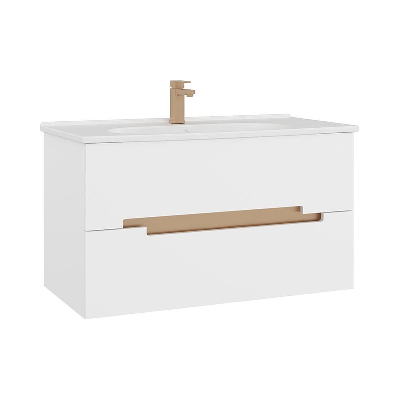 Тумба с раковиной Orka Lodi 100 5005886 подвесная цвет Белый Золото