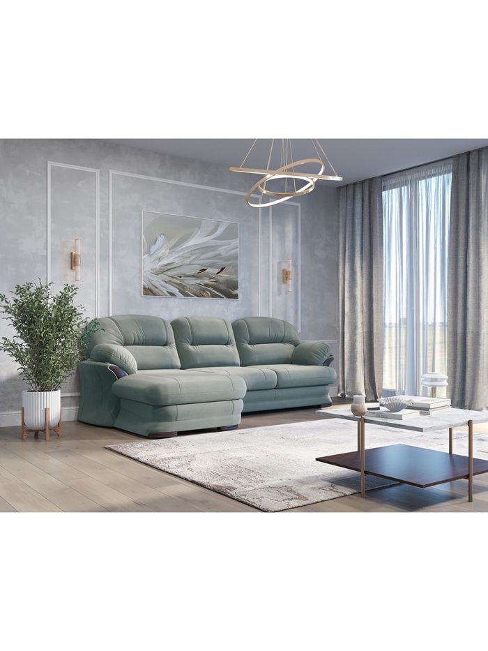 Диван угловой малый «Квин 6», правый, пружинная «змейка», без механизма, цвет серо – голубой newtone aqwa blue