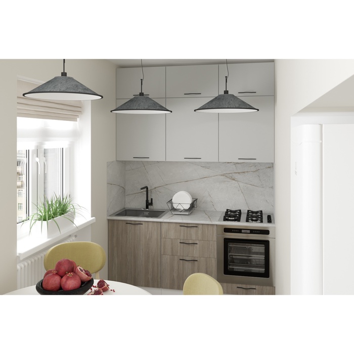 Кухонный гарнитур прямой «Парма макси», 1800 мм, цвет белый/шиншилла серая/джарра