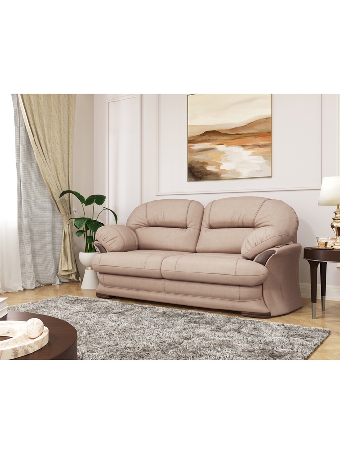 Диван прямой «Квин 6», пружинная «змейка», без механизма, цвет бежевый luma 03