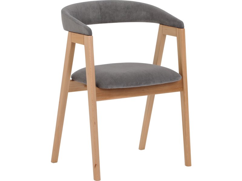 Стул Тревор Велюр Серый/Натуральный