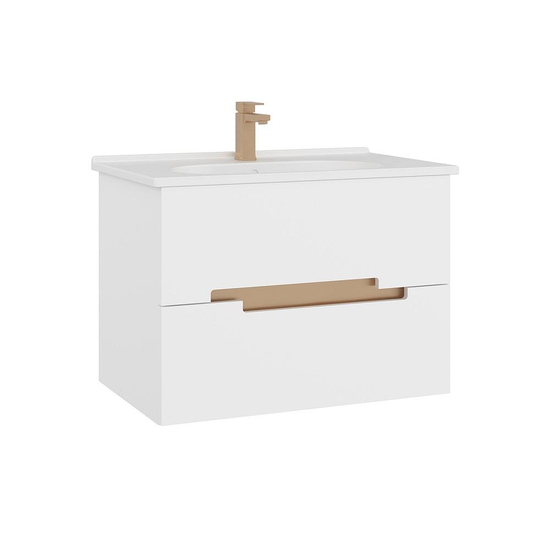 Тумба с раковиной Orka Lodi 80 5005884 подвесная цвет Белый Золото