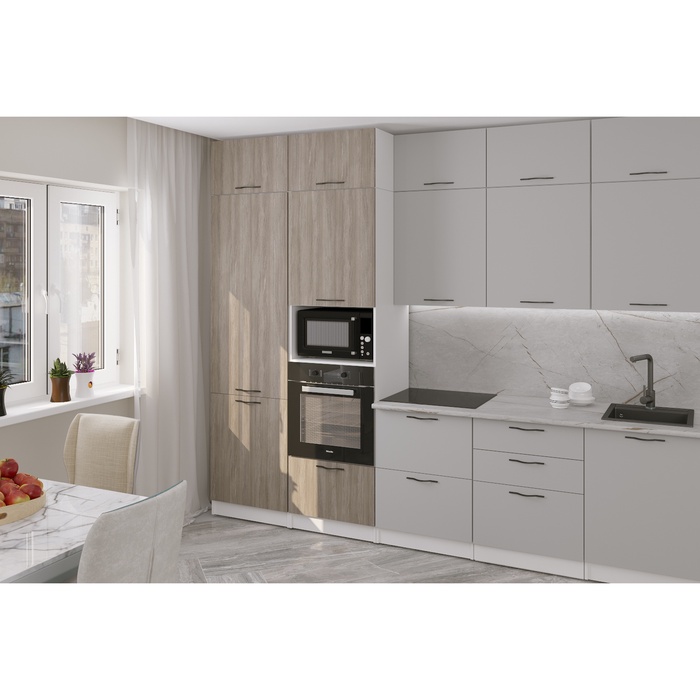 Кухонный гарнитур прямой «Парма экстра», 3000 мм, цвет белый/шиншилла серая/джарра