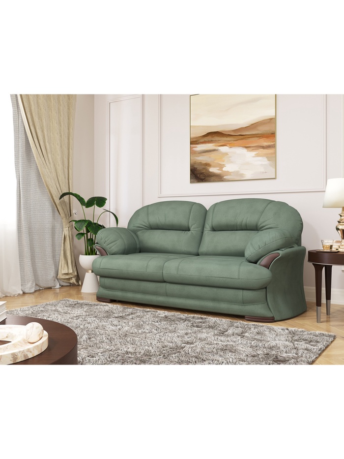 Диван прямой «Квин 6», пружинная «змейка», раскладушка «Седофлекс», цвет зелёный dacota 14