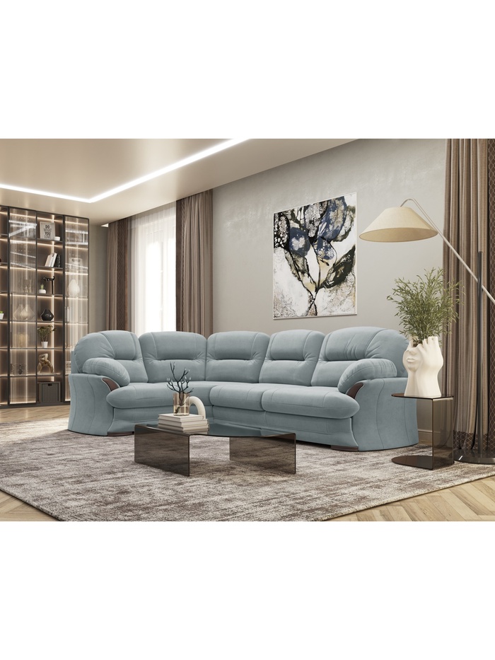 Диван угловой «Квин 6», левый, пружинная «змейка», без механизма, цвет серо – голубой newtone aqwa blue