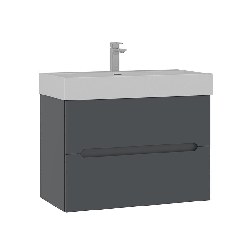 Тумба с раковиной Orka Malta 80 5001476 подвесная цвет Антрацит матовый