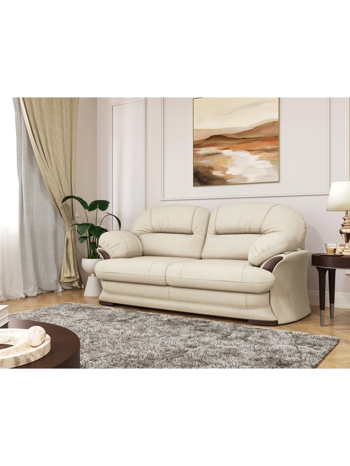 Диван прямой «Квин 6», пружинная «змейка», без механизма, цвет молочный lma 01