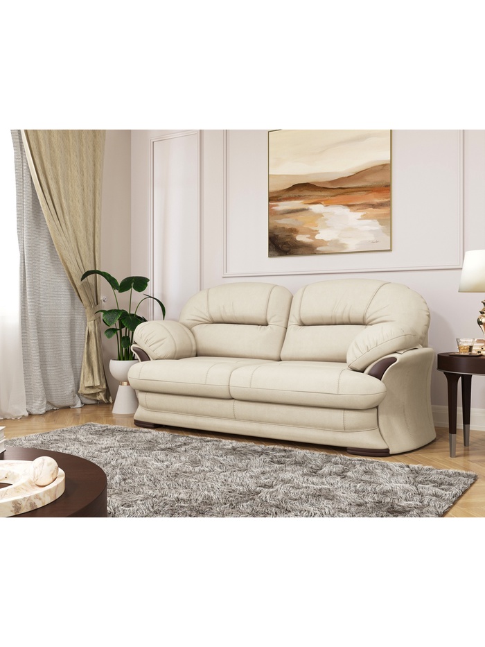 Диван прямой «Квин 6», пружинная «змейка», раскладушка «Седофлекс», цвет молочный luma 01