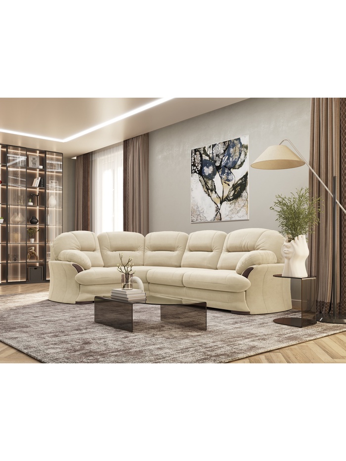 Диван угловой «Квин 6», левый, пружинная «змейка», раскладушка «Седофлекс», цвет молочный luma 01